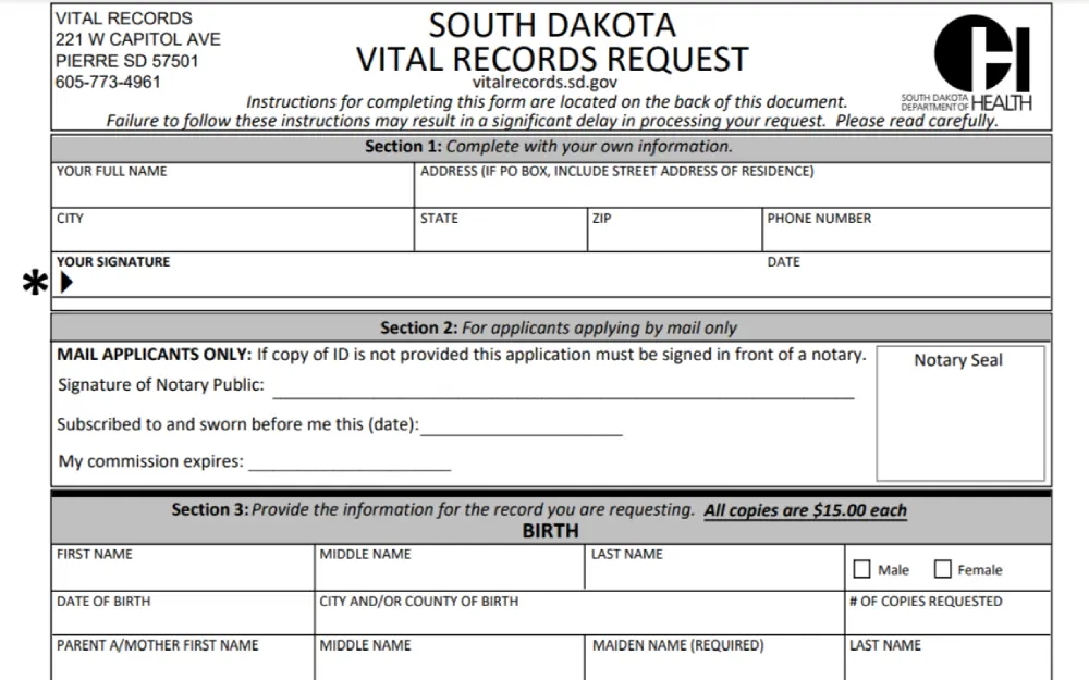 A screenshot of a case filing statement that requires filling in some information such as last, first, middle or business name, physical address, city, state, ZIP, date of birth, social security number and driver's license number.